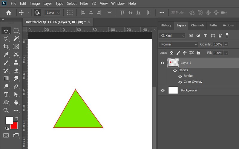 Vẽ hình tam giác bằng công cụ Polygonal Lasso Tool