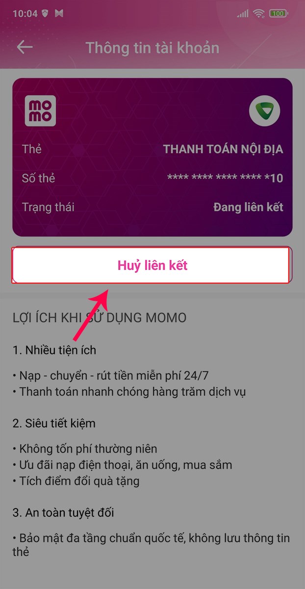 Chọn vào Hủy liên kết.