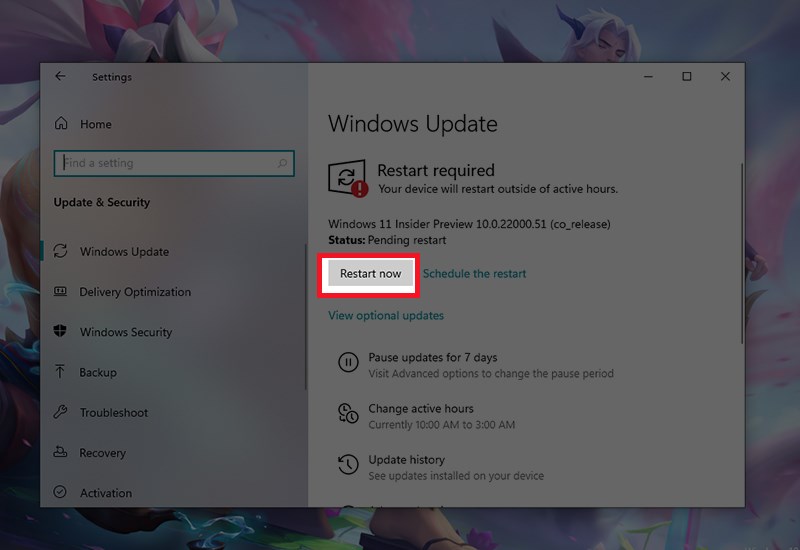 Restart now Restart now