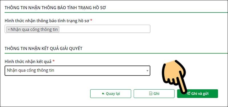 Chọn mục Nhận qua cổng thông tin