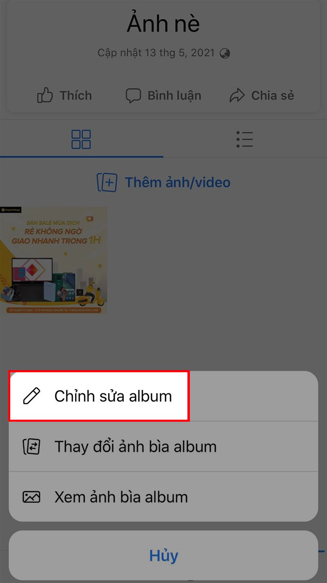 Chọn Chỉnh sửa album