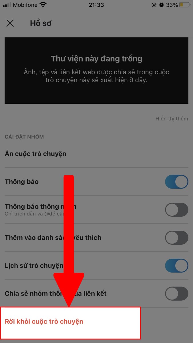 Chọn Rời khỏi cuộc tr&ograve; chuyện