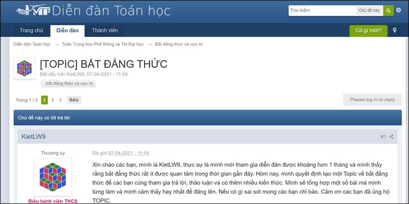 Web học toán miễn phí - diendantoanhoc.net.