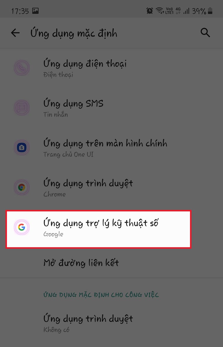 chọn Ứng dụng trợ lý kỹ thuật số