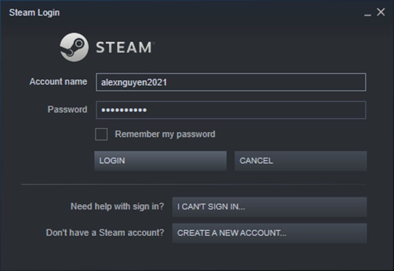 Đăng nhập vào Steam