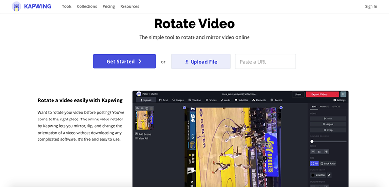 Xoay video online miễn ph&iacute; bằng Kapwing