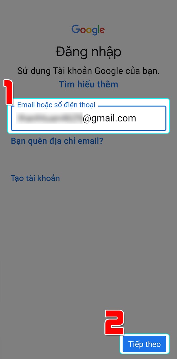 Điền t&agrave;i khoản