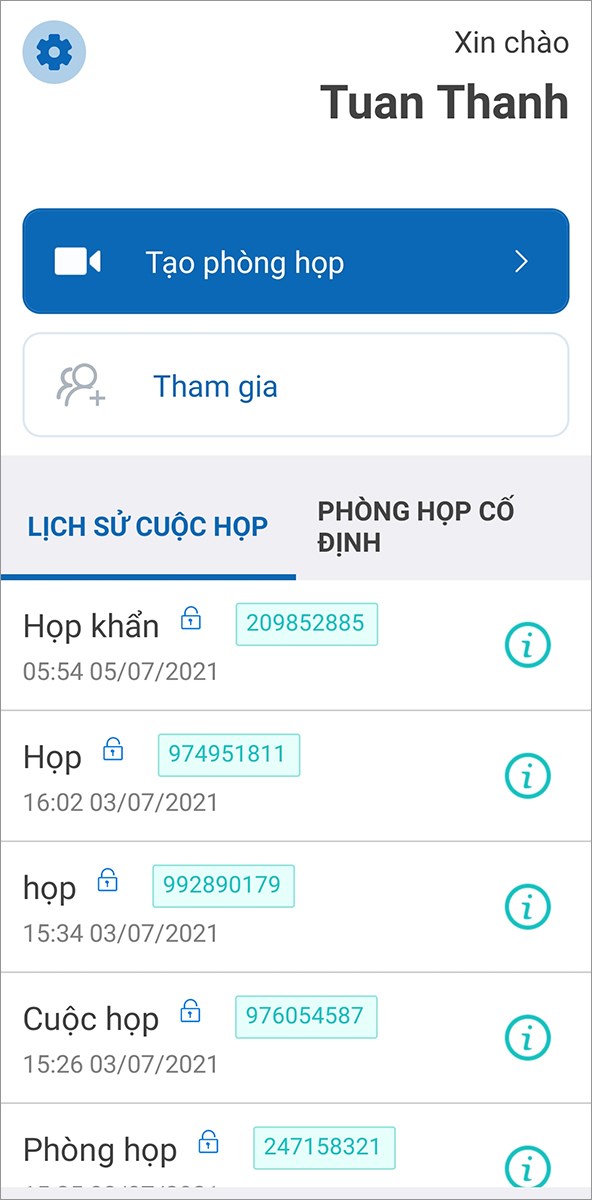 Giao diện ứng dụng Mobifone Meeting tr&ecirc;n điện thoại