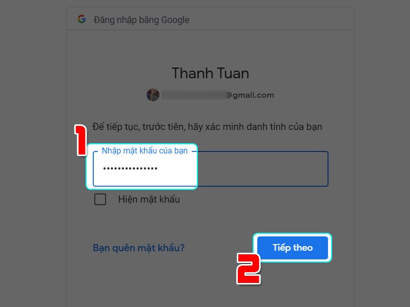Điền mật khẩu