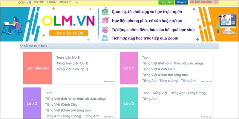 Trang web học toán online - olm.vn