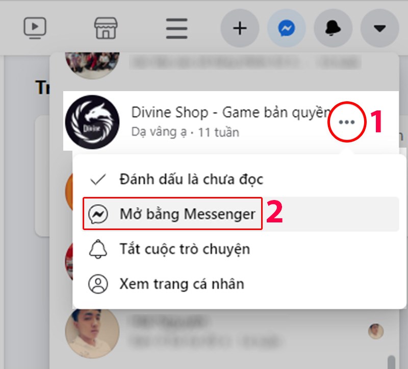 Chọn Mở bằng Messenger