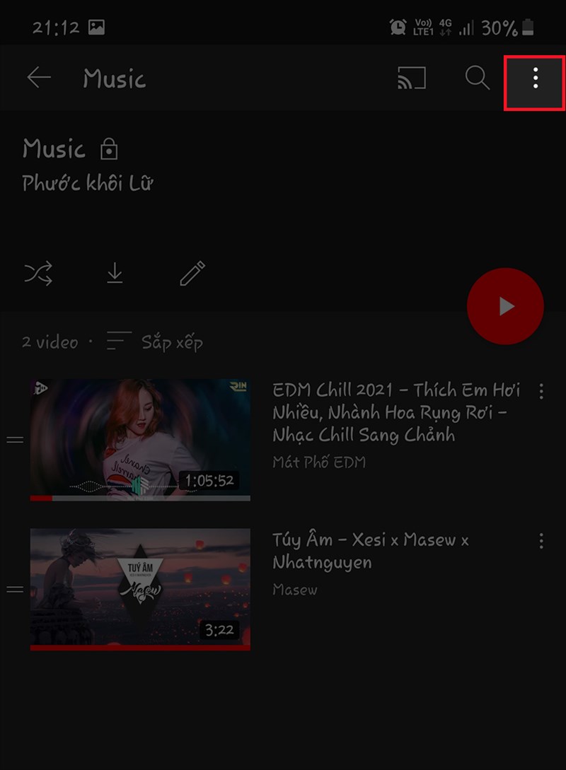 Nhấn nút 3 chấm Nhấn nút 3 chấm