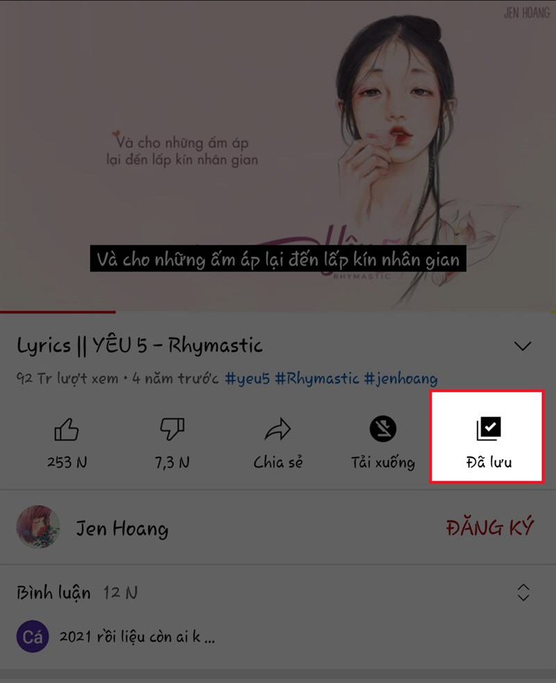 Chọn nút Đã lưu Chọn nút Đã lưu