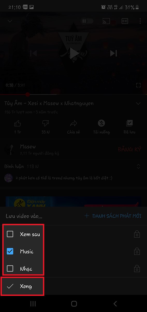 Chọn playlist để thêm vào Chọn playlist để thêm vào