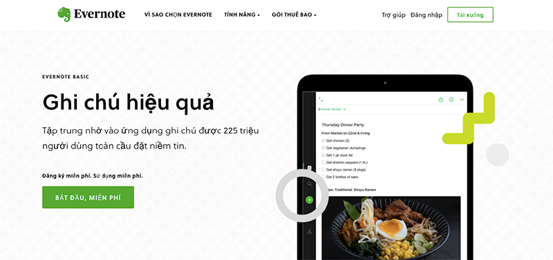 Ghi chú online bằng Evernote