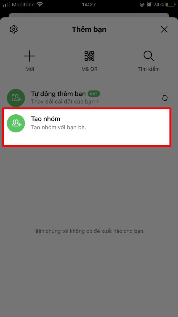 Nhấn vào mục Tạo nhóm