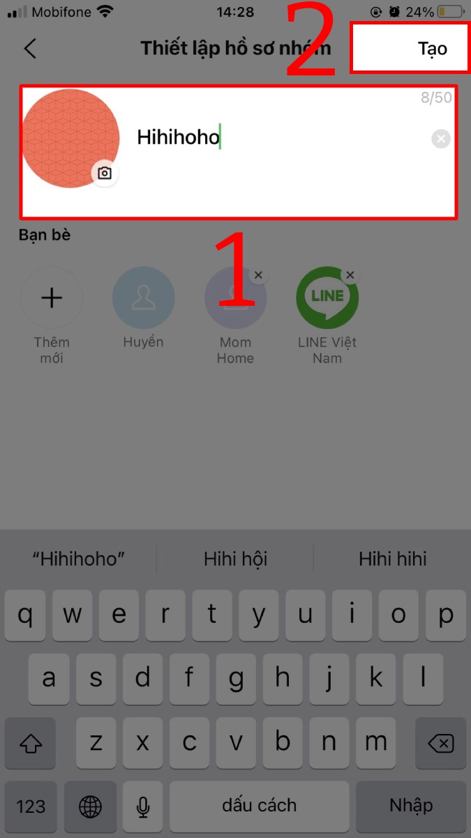 Đặt tên cho nhóm và nhấn Tạo