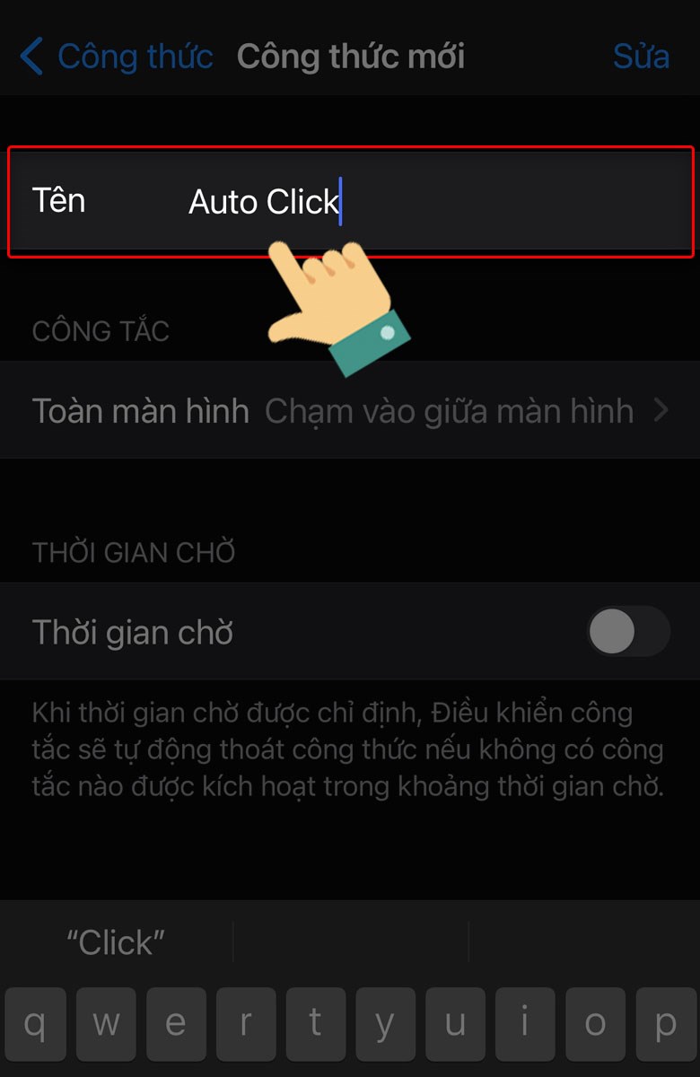 Tạo với tên Auto Click