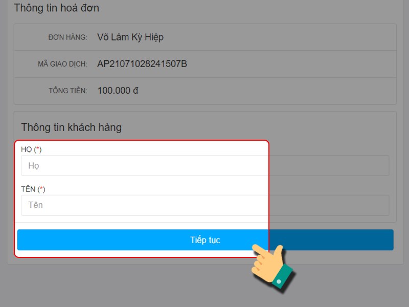 Nhập họ t&ecirc;n