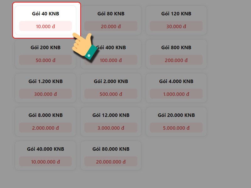 Chọn g&oacute;i nạp