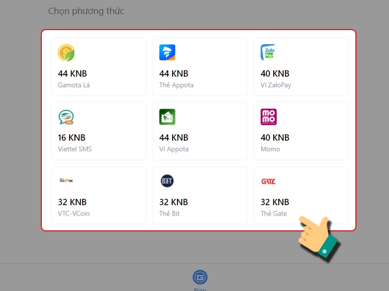 Chọn phương thức thanh to&aacute;n