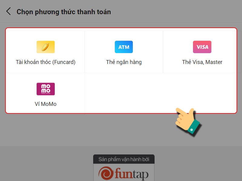 Chọn cách thanh toán