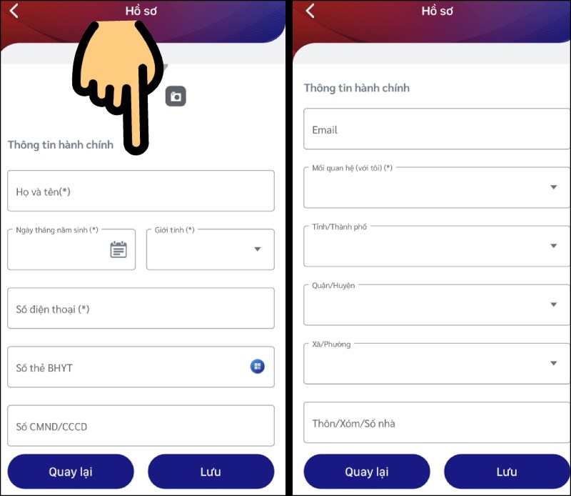 Điền đầy đủ th&ocirc;ng tin c&aacute; nh&acirc;n của người th&acirc;n bạn