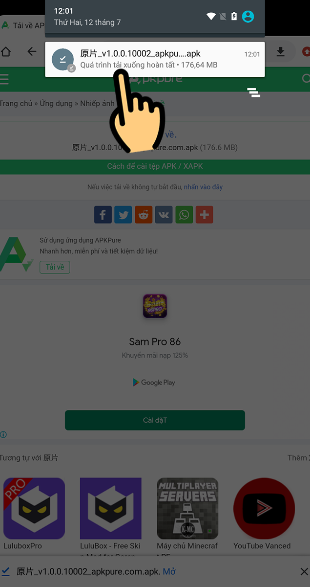 Chọn file vừa tải về
