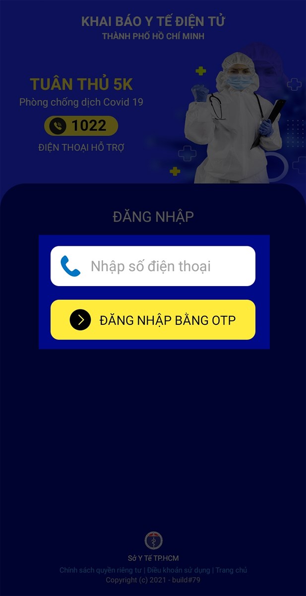 Nhập số điện thoại và nhấn Đăng nhập bằng OTP