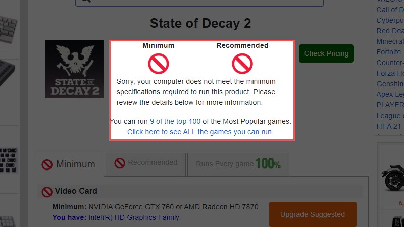 Kết quả kiểm trả cấu h&igrave;nh m&aacute;y t&iacute;nh của bạn