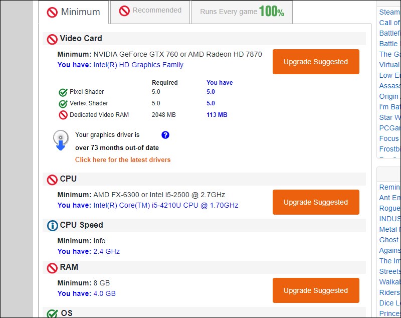 Bạn có th&ecirc;̉ kham khảo các th&ocirc;ng s&ocirc;́ do ph&acirc;̀n m&ecirc;̀m cung c&acirc;́p đ&ecirc;̉ n&acirc;ng c&acirc;́p PC của bạn