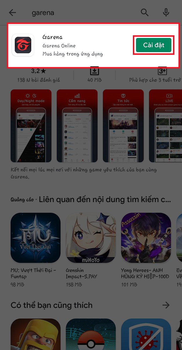  nhấn Cài bịa đặt nhằm chuyên chở Garena về năng lượng điện thoại