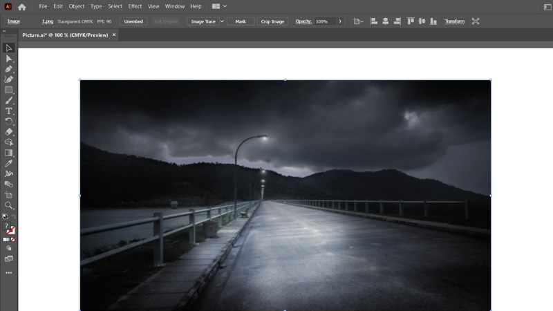 Trên thanh menu -> Chọn File -> Chọn Place. Ảnh được thêm là ảnh đã ngắt link