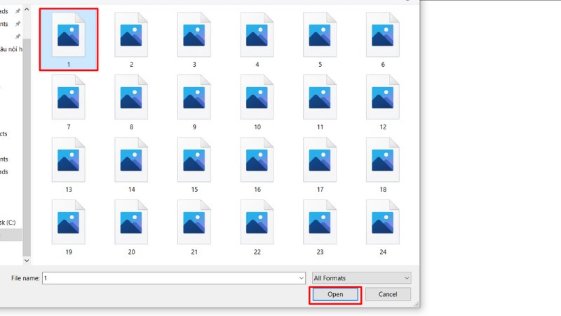 Mở ảnh cần chèn vào file Mở ảnh cần chèn vào file
