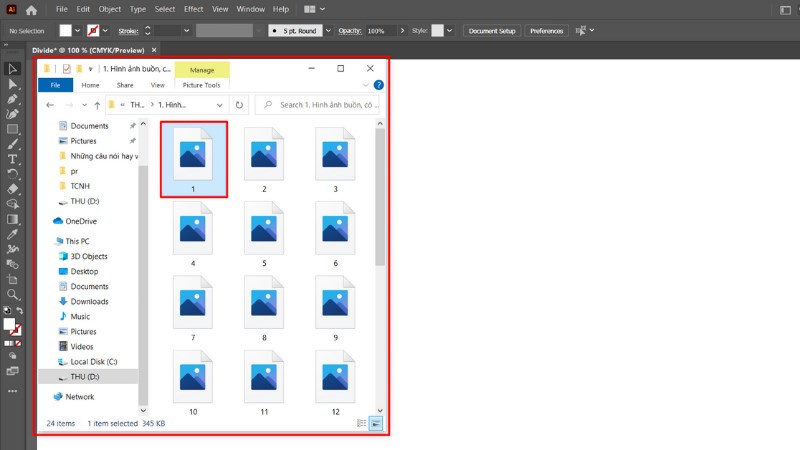 1 Chọn ảnh cần chèn vào Illustrator