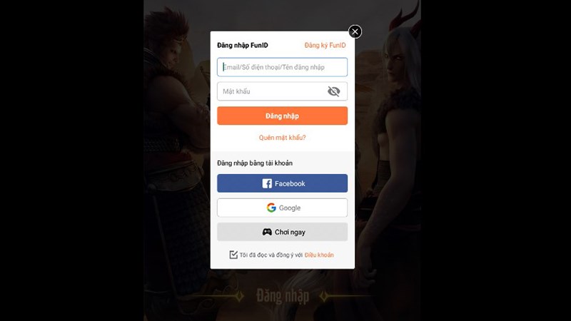 Đăng nhập v&agrave; trải nghiệm game