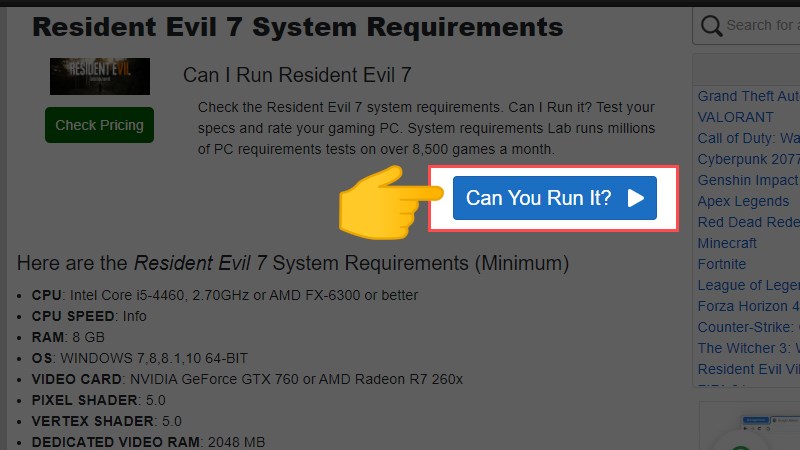 Nhấn v&agrave;o Can you run it