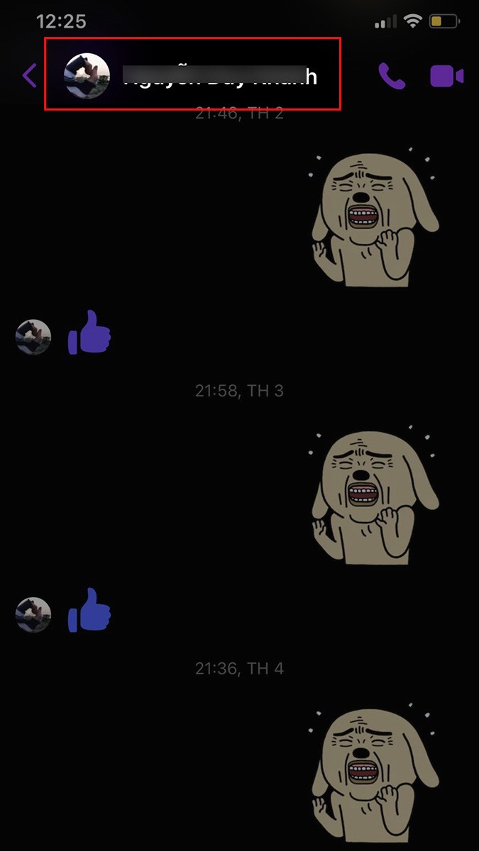 Nhấn v&agrave;o cuộc tr&ograve; chuyện với một người bạn bất kỳ > Nhấn v&agrave;o t&ecirc;n Facebook của bạn b&egrave;