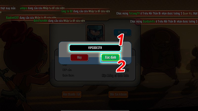 Điền m&atilde; code