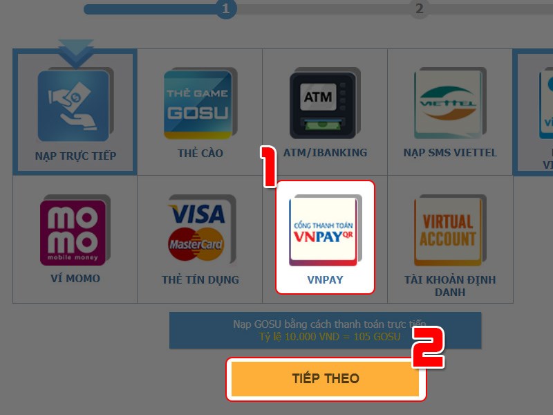 Chọn phương thức thanh toán VNPay