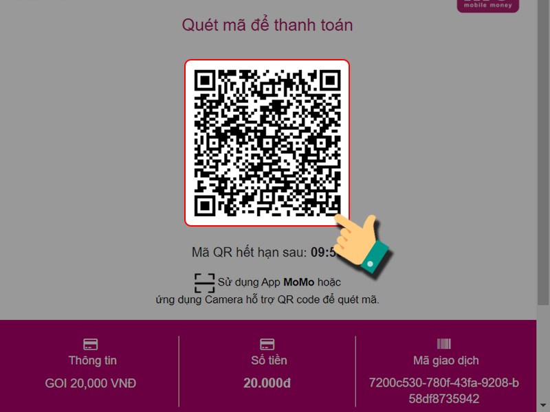 Quét mã QR để thanh toán