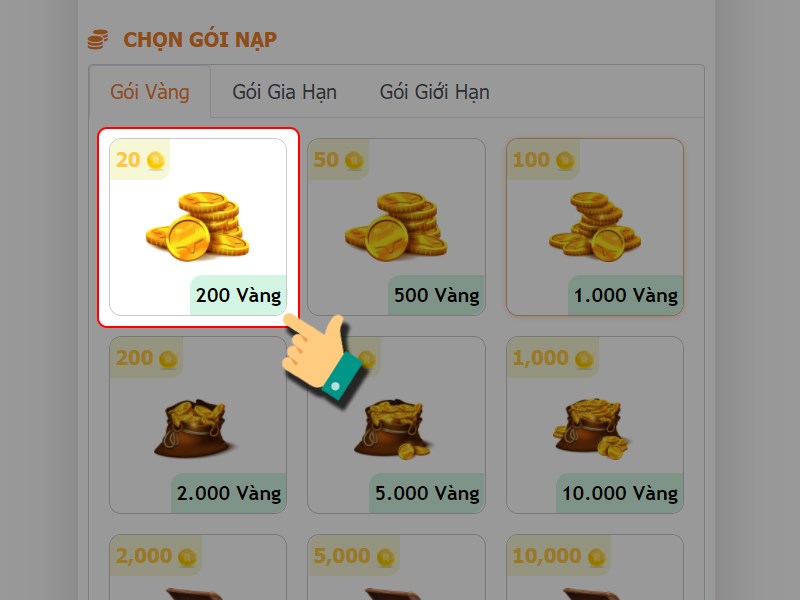 Chọn gói nạp