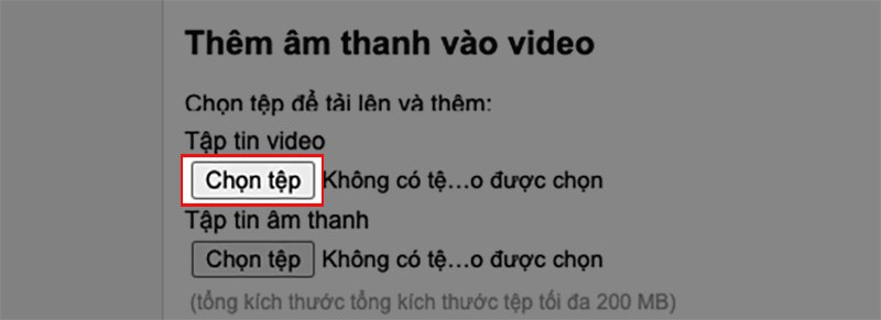 Truy cập trang web viendongshop.vn, tại mục Tập tin video, nhấn Chọn tệp