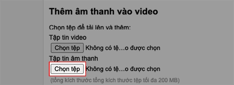 Tại mục Tập tin âm thanh, nhấn Chọn tệp