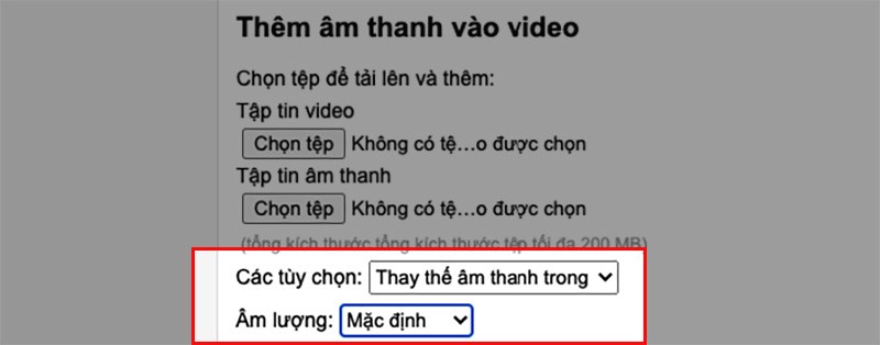 Tại mục Các tùy chọn và mục Âm lượng bạn có thể chọn