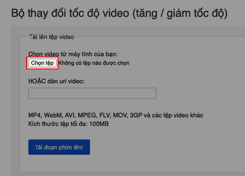 Truy cập trang web Ezgif.com > Nhấn Chọn tệp để tải video lên trang web từ máy tính