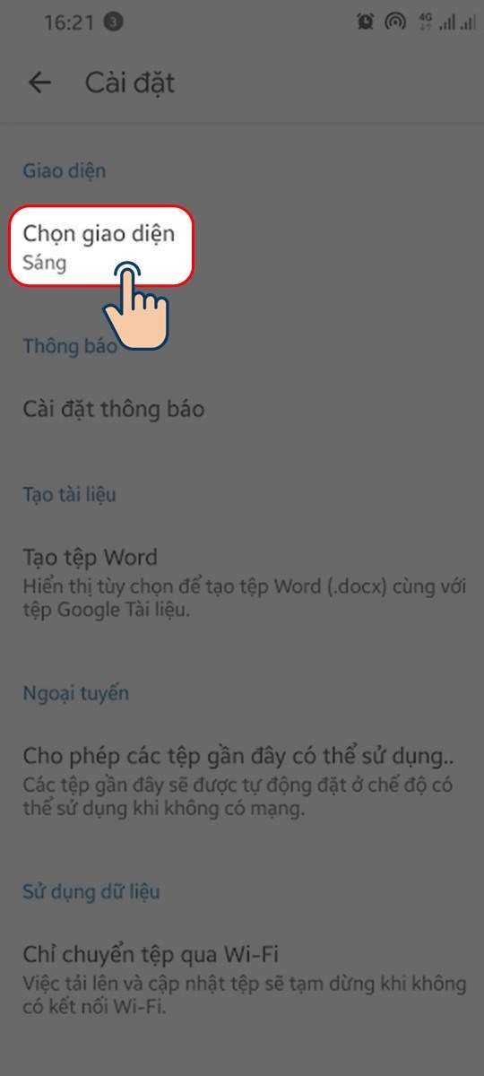 Chọn giao diện