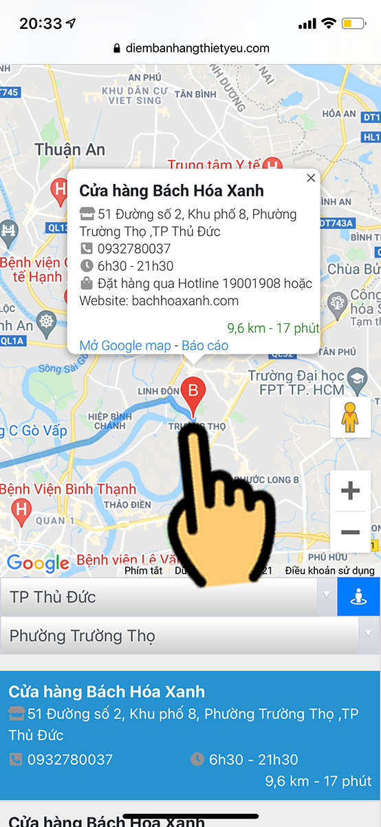 Vị tr&iacute; ch&iacute;nh x&aacute;c điểm b&aacute;n h&agrave;ng