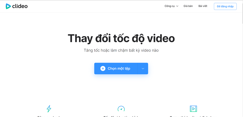 Thay đổi tốc độ video online bằng Clideo