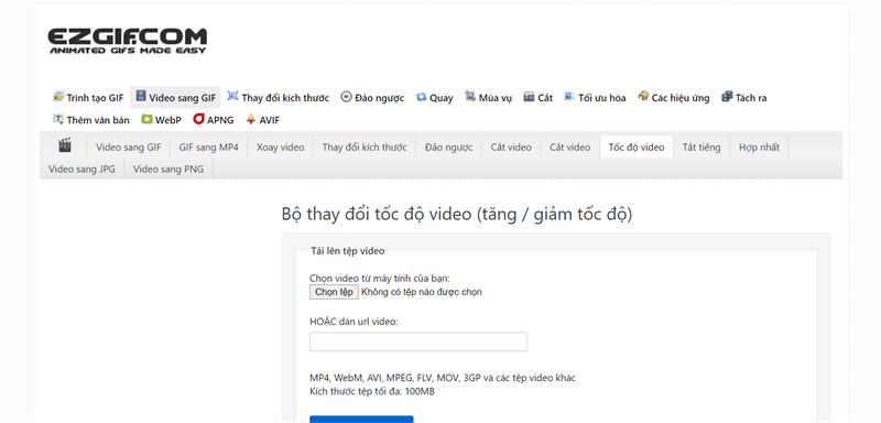 Ezgif - Phần mềm thay đổi tốc độ video online